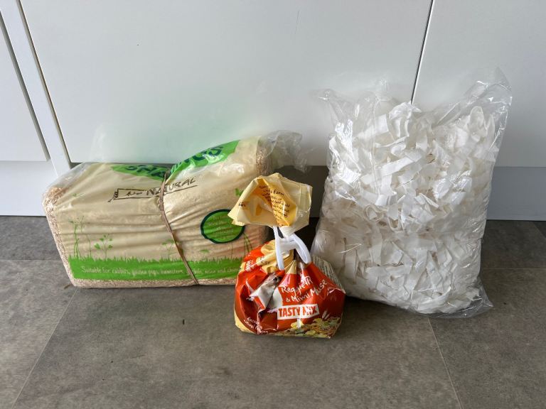 Wood Shavings, Hamster Food & Bedding - Half used