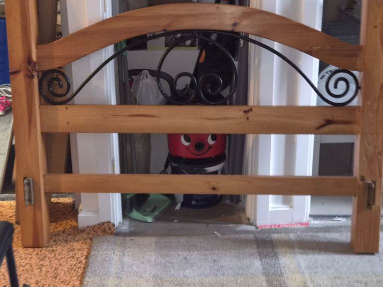 Solid double wooden bed frame with mattress used twice 