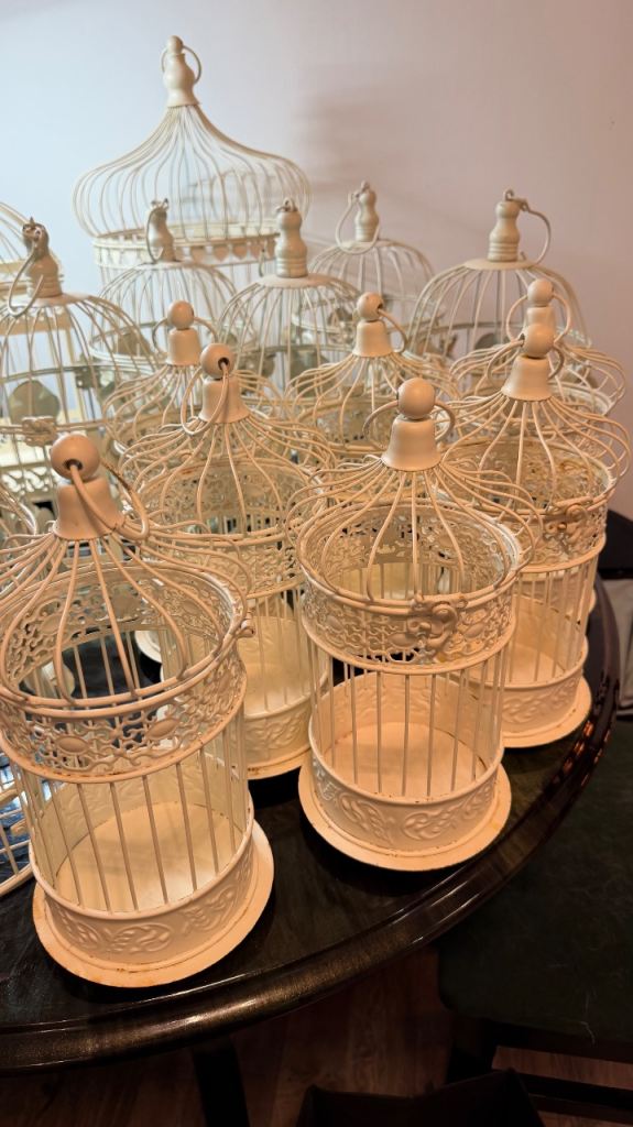Decorative Bird Cages - Various Sizes, Cream Metal