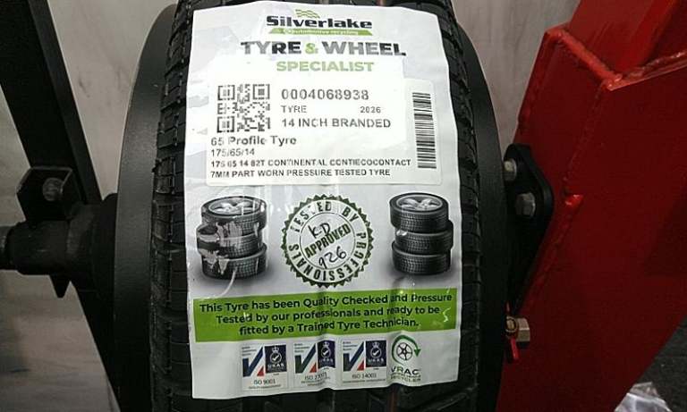 175 65 14 82t Continental Contiecocontact 7mm Part Worn Pressure Tested Tyre