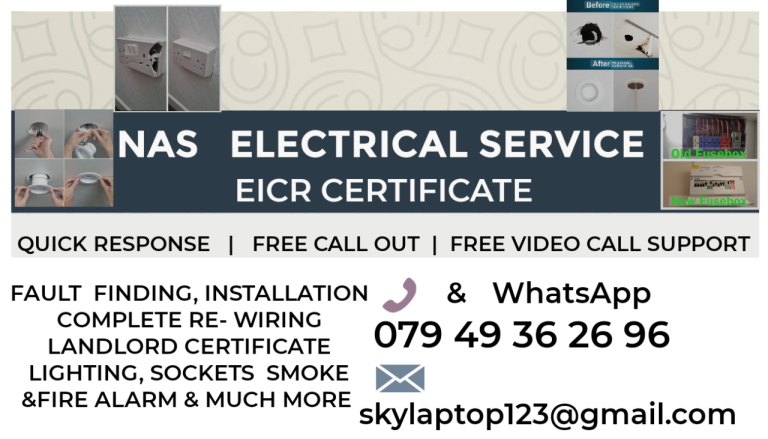 Qualified & Experienced Electrician , from £50 same day service .  