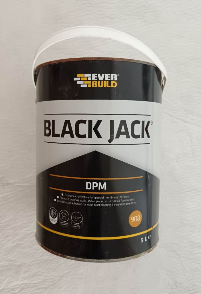 Used Black Jack Ever Build DPM 908 Damp Proof Membrane Sealant Interior Exterior 4 Litres Remain