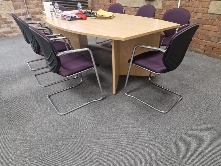 Cantilever stackable meeting chairs (20 available) Plastic stacking chairs (300 available)