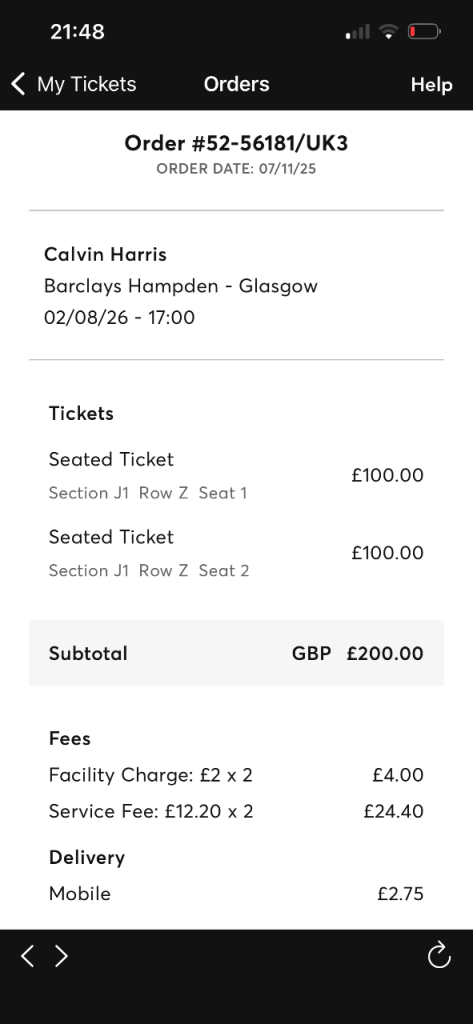 Calvin Harris Tickets Glasgow - 2nd August 2026, Hampden Park, Seated