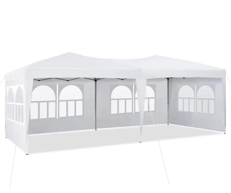3 X 6m Gazebo with Side Panels, Anti-UV Garden Gazebo Marquee Party Tent with Heavy Duty Steel Frame
