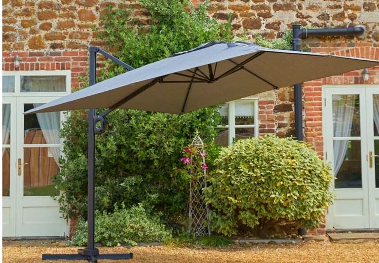 Large Grey Cantilever Garden Parasol - Brand New Condition
