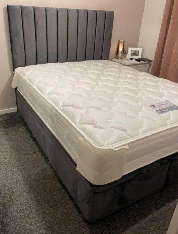🪑Brand New Stunning & Modern 4ft6 Luxury Double Divan Bed With Mattress ~ Quick & Free Delivery🚛