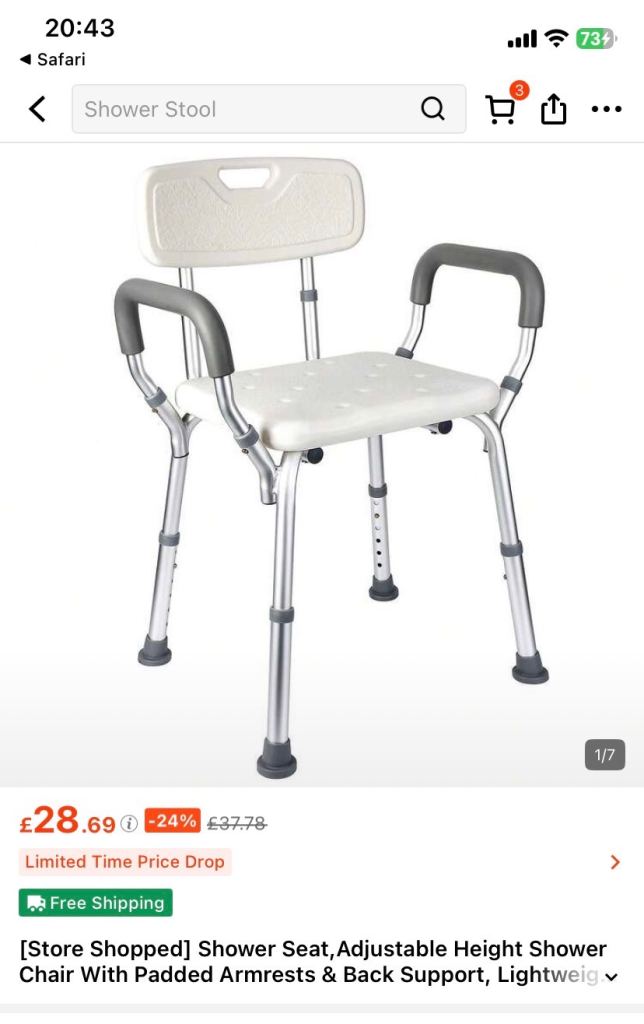 Shower seat disability post surgery 