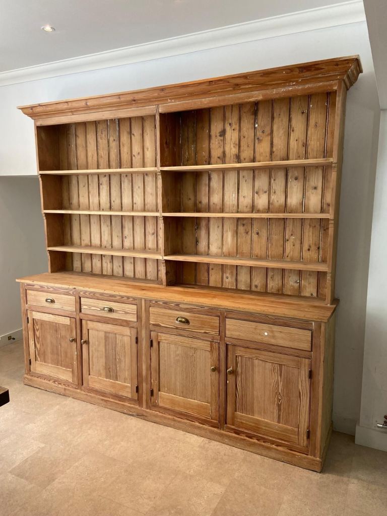 Large Solid Pine Dresser / Kitchen Hutch – 265cm Wide
