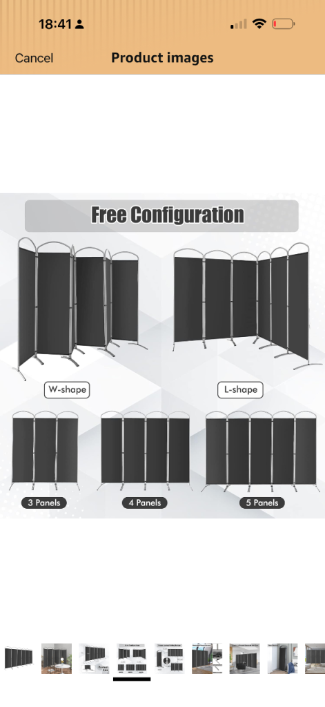 COSTWAY 6 Panel Folding Room Divider, Freestanding Wall Privacy Screen Protector