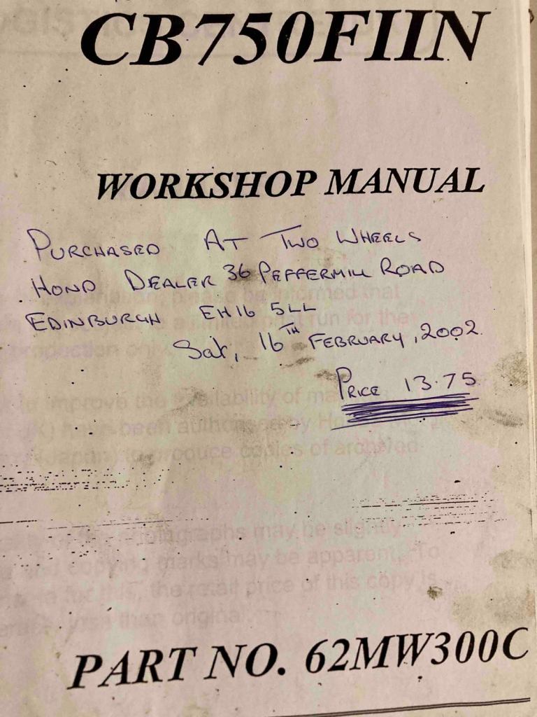 Honda CB750 F manual