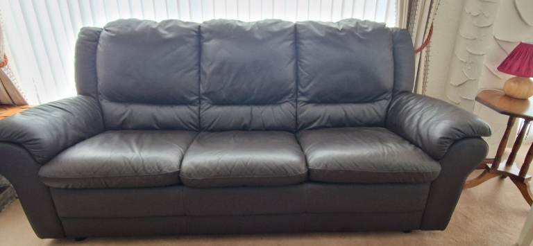 Dark Brown Leather 3 seater