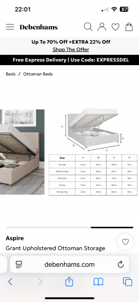 Brand New In Box Single Ottoman Storage Bed
