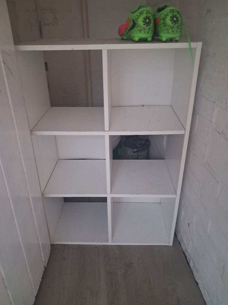 White Cube Storage Unit with Six Compartments – Good Condition