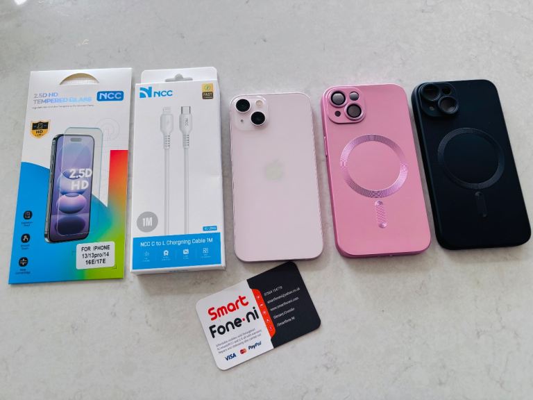 Pink iPhone 13 128GB. 6 month warranty. Lisburn. Delivery available 