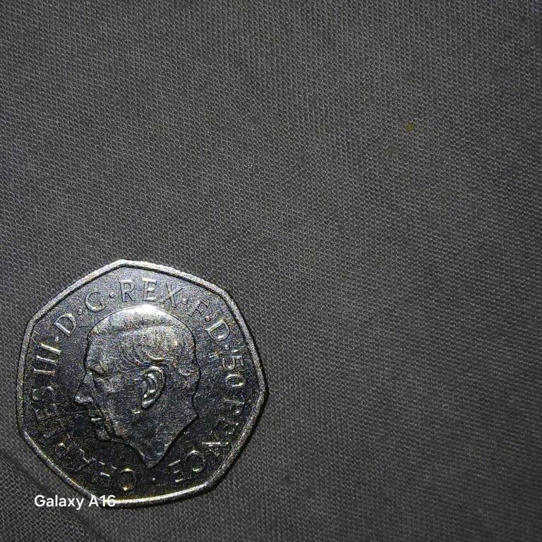 Vintage Charles III D.G.REX F.D.50 Pence Coin