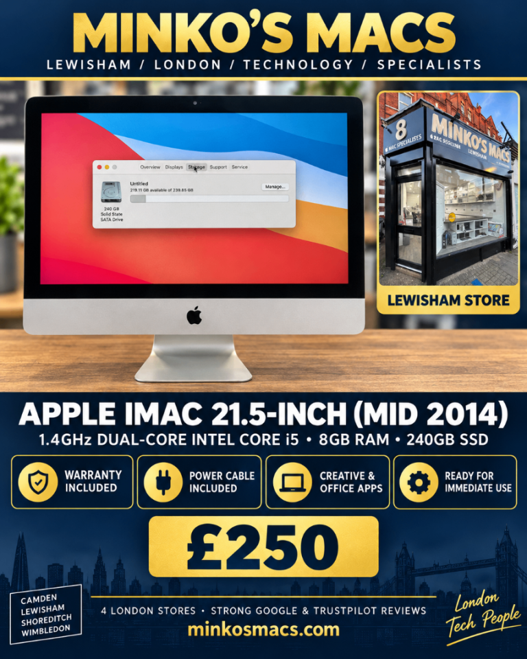 Apple iMac 21.5in Mid 2014 i5 8GB 240GB SSD Computer Warranty