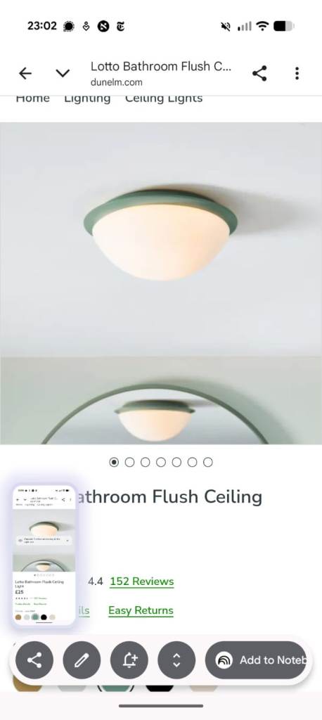 New White and Jade Flush Ceiling Light Fitting – Unused