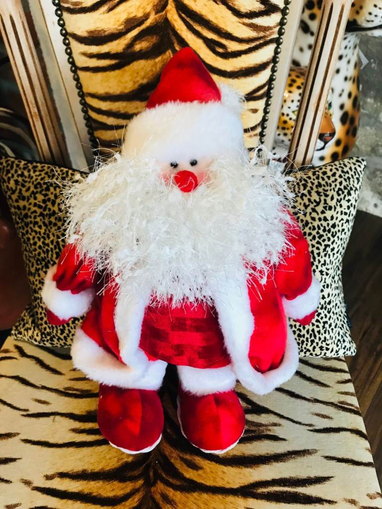 CHRISTMAS SANTA CLAUS FIGURE IN FAUX FUR OUTFIT DECORATION 40CM HEIGHT