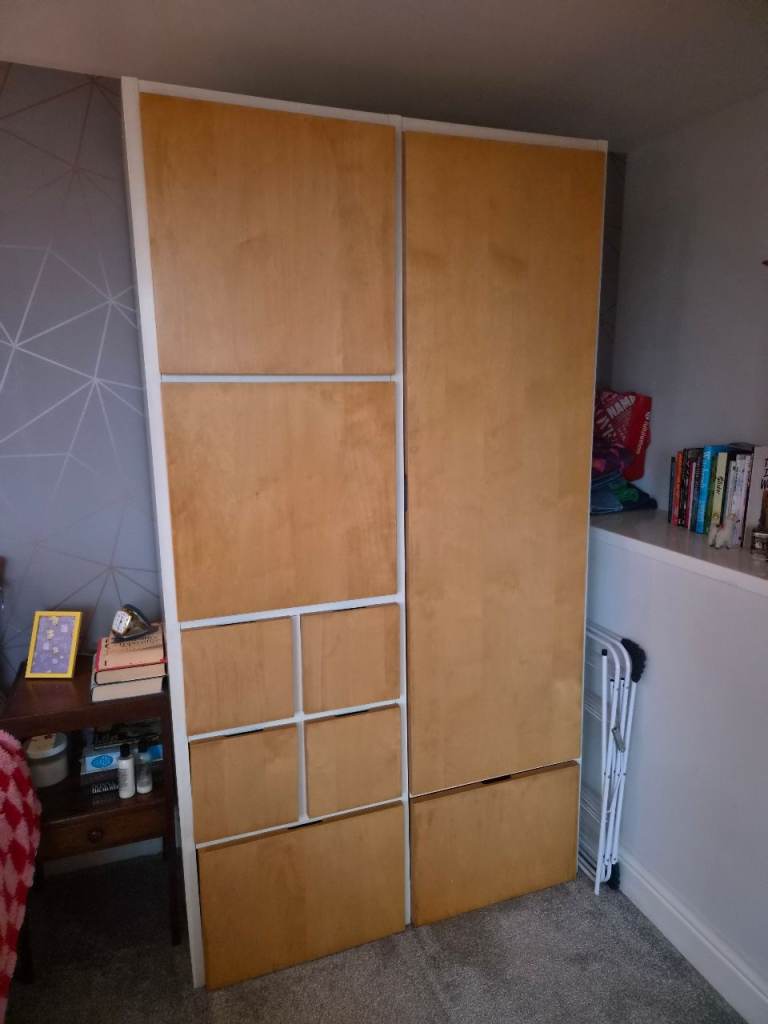 IKEA Wooden Wardrobe with Drawers and Shelves – Good Condition