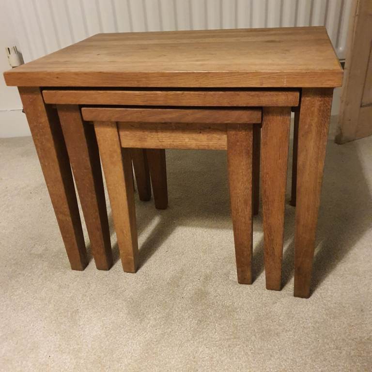 Solid wood nesting tables