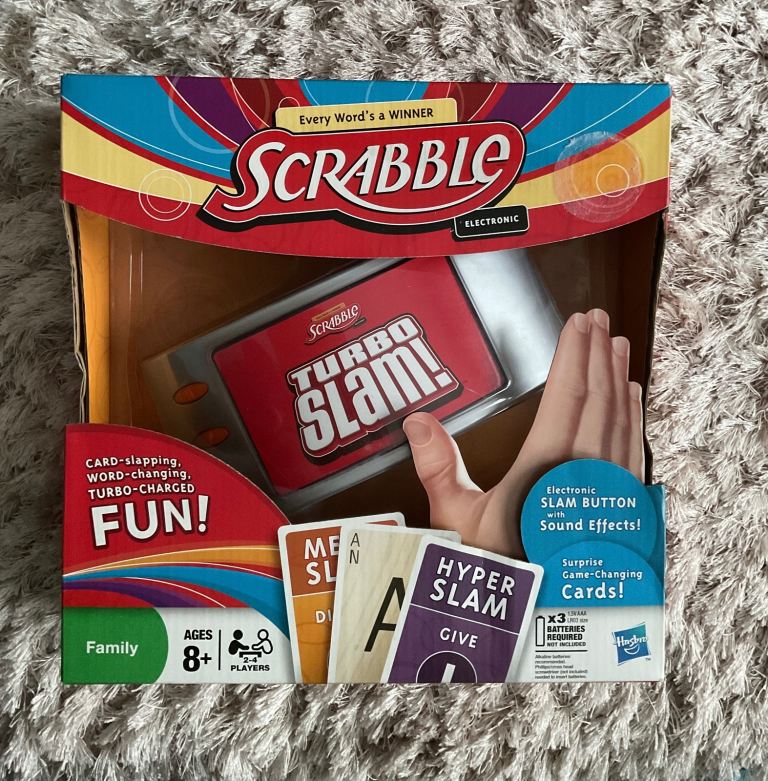 Scrabble electronic turbo slam game card words letters educational fun kids gift Christmas xmas