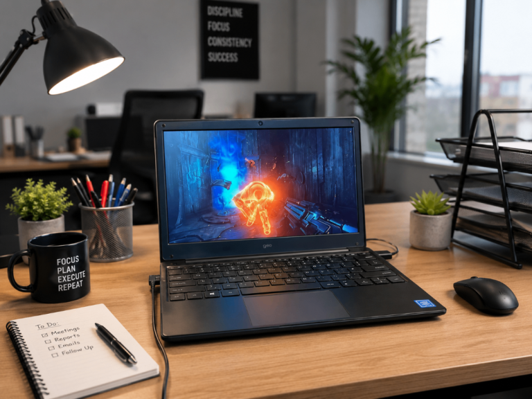 Laptop GeoBook 11.6" Celeron N4020 4GB RAM  64GB eMMC  Windows 11 Pro with charger.