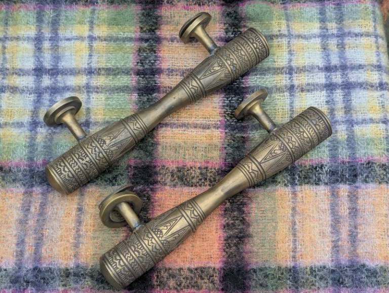 Pair of vintage brass door pull handles