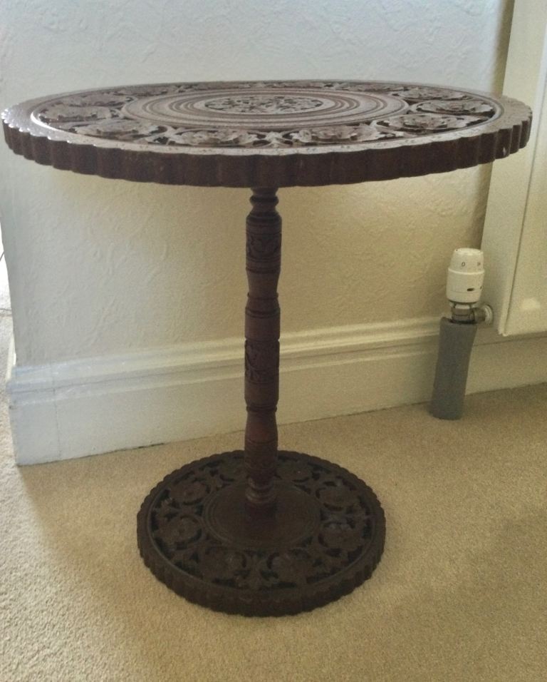 SOLD ~ Beautifully hand Carved Wooden Side Table – Good Condition