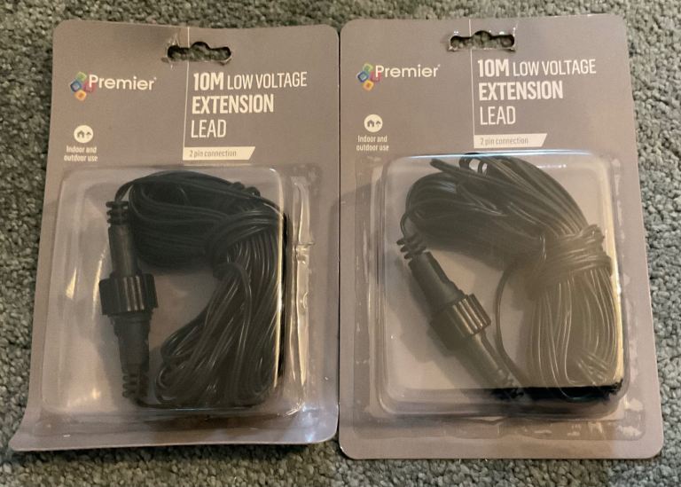 2 x Premier String Lights 10M Low Voltage Christmas Extension Leads