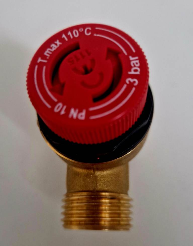 Boiler Pressure Relief Part Valve 3 Bar 1/2" BSP Push Fit Brass PN 10 Safety PRV