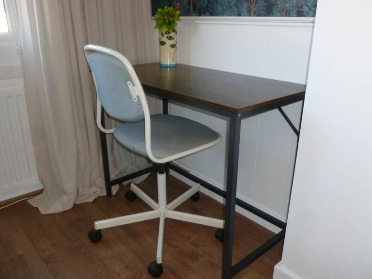 IKEA office chair and small desk