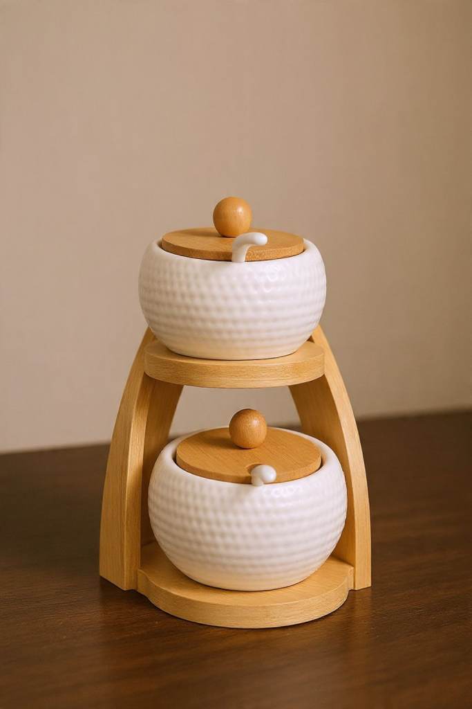 image for Ceramic White Storage Container with Gold Lid | Luxury Kitchen Jar | Tea Coffee Sugar Canister