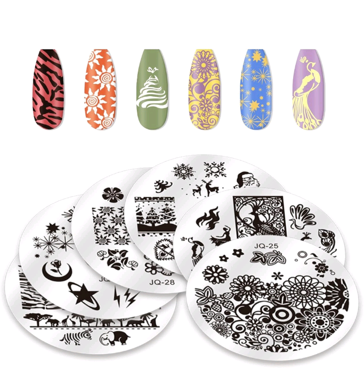 Bnip Biutee 30Pcs Round Nail Stamping Plates Kit