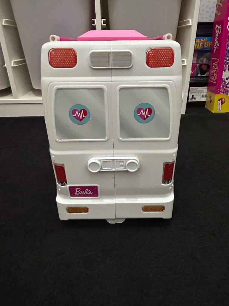 Barbie Ambulance and Hospital Playset, Emergency Vehicle with Lights and Sounds Transforms into Care