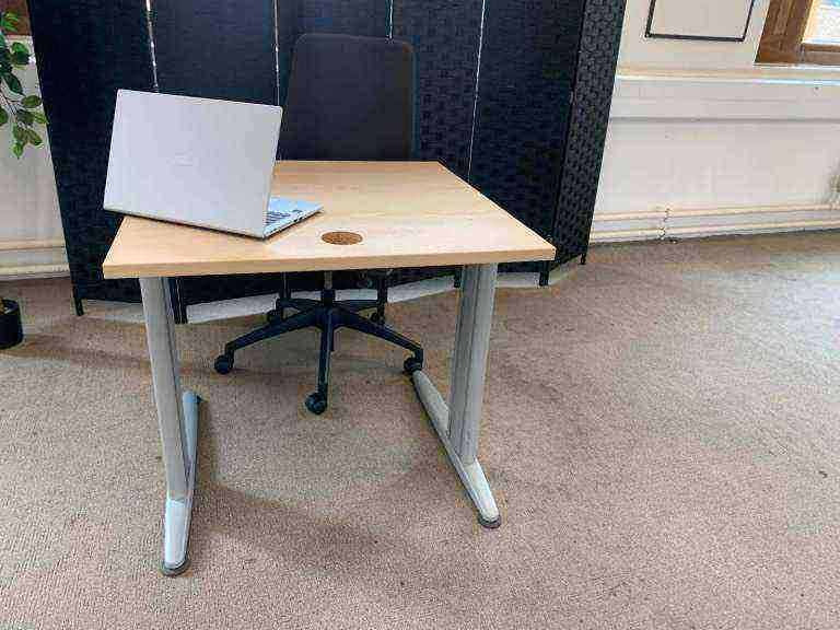 Second hand Beech Single Office Table Task Computer Study Desk 80cm x 80cm