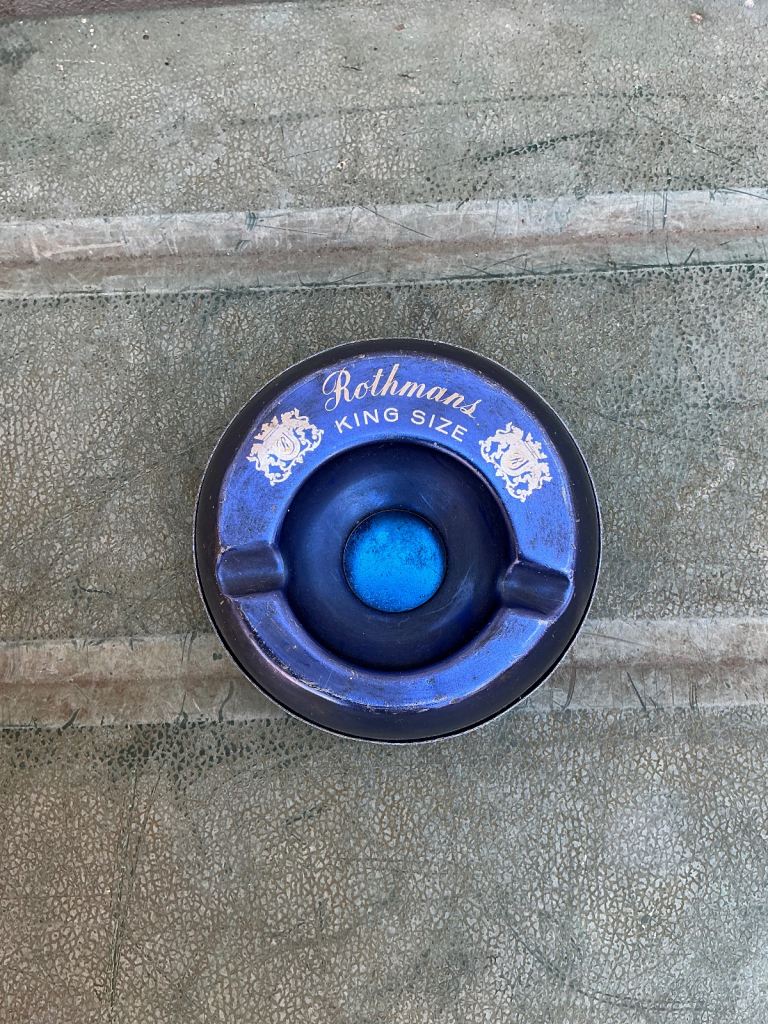Vintage Rothmans king size aluminium blue ashtray 