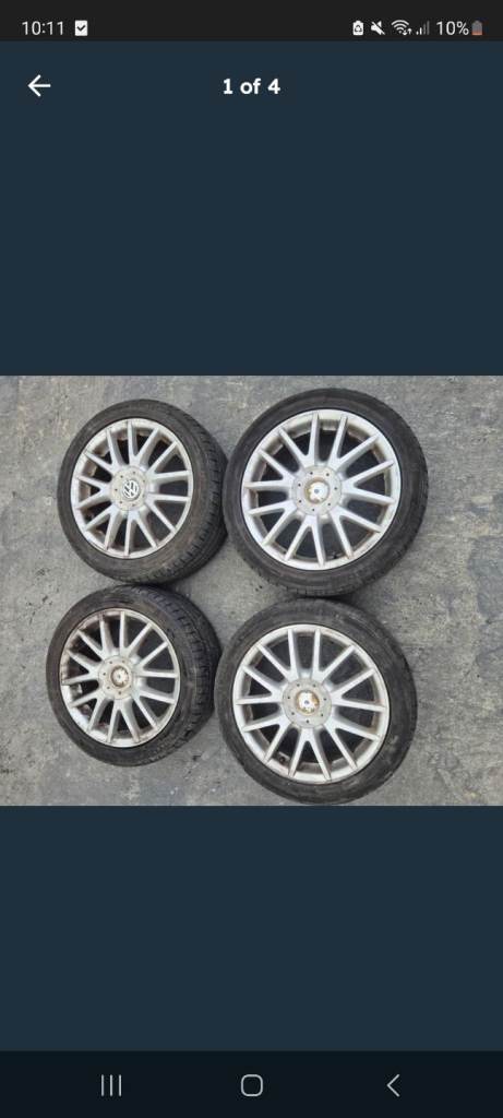 VW Golf GT Sport Alloys 17 inch Set Of 4.  2 Tyres are good and 2 need Changing.  £100.Ono.