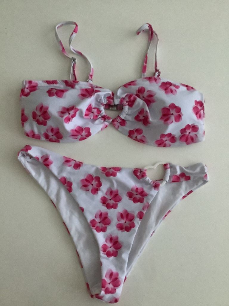 Pink Floral Bikini Set  size 14 NEW 