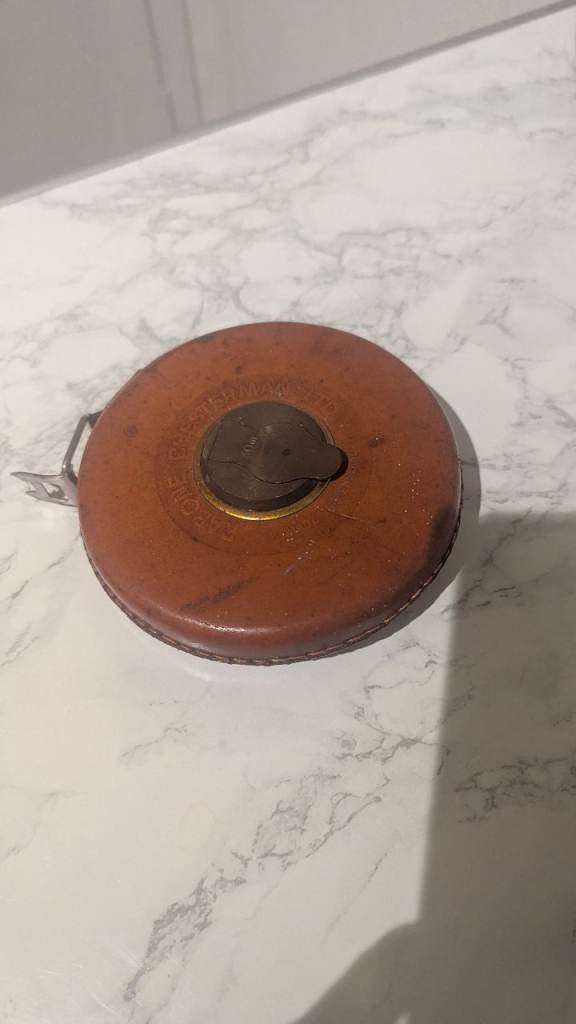 Vintage 30m Leather Case metal tape measure -Rabone Chesterman