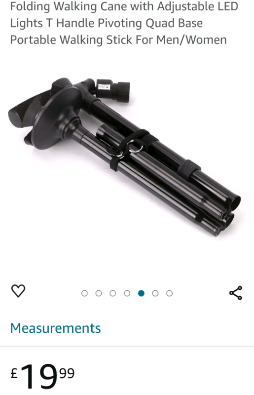 image for Folding Walking Cane with Adjustable LED Lights 