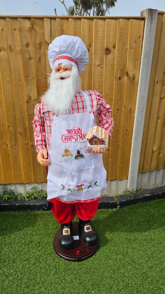 Large Animated Chef Santa Christmas Decoration - As Good As New
