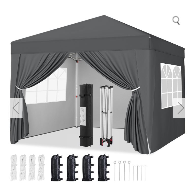 Grey Pop-Up Gazebo 2x2m with Sides - As New Condition