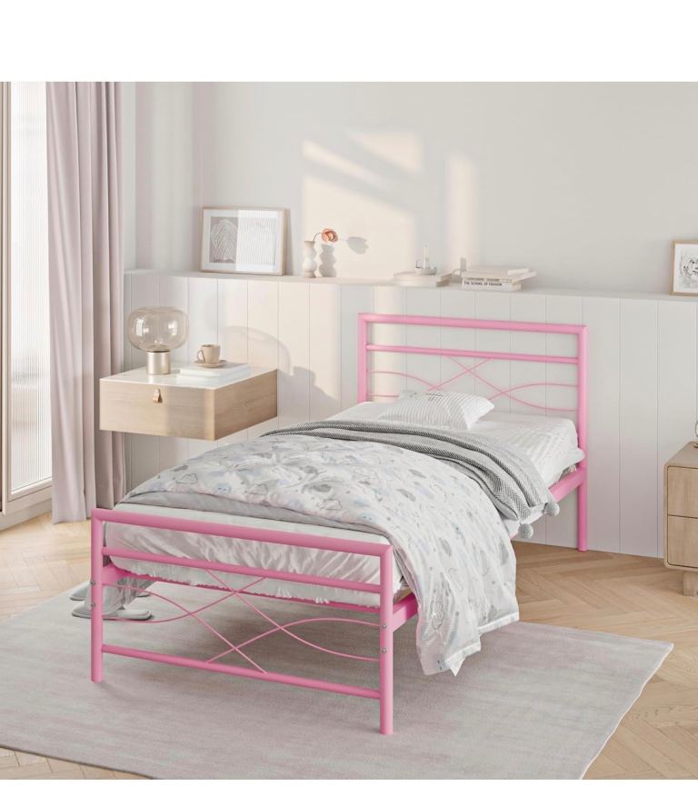 Pink metal bed 
