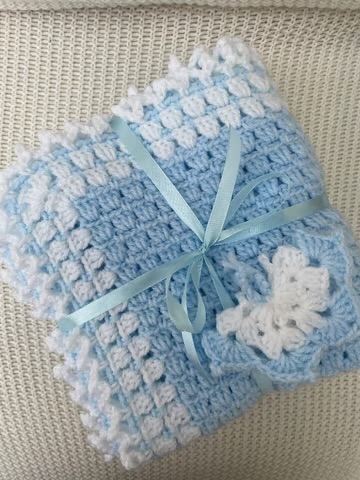 Baby Blanket Boy Handmade Crocheted