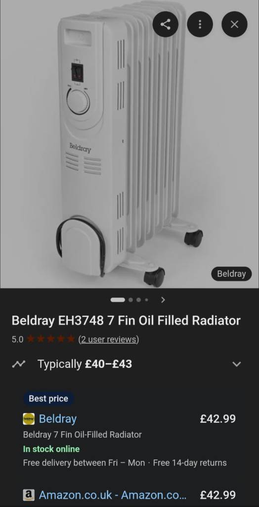 Beldray Oil heater £10