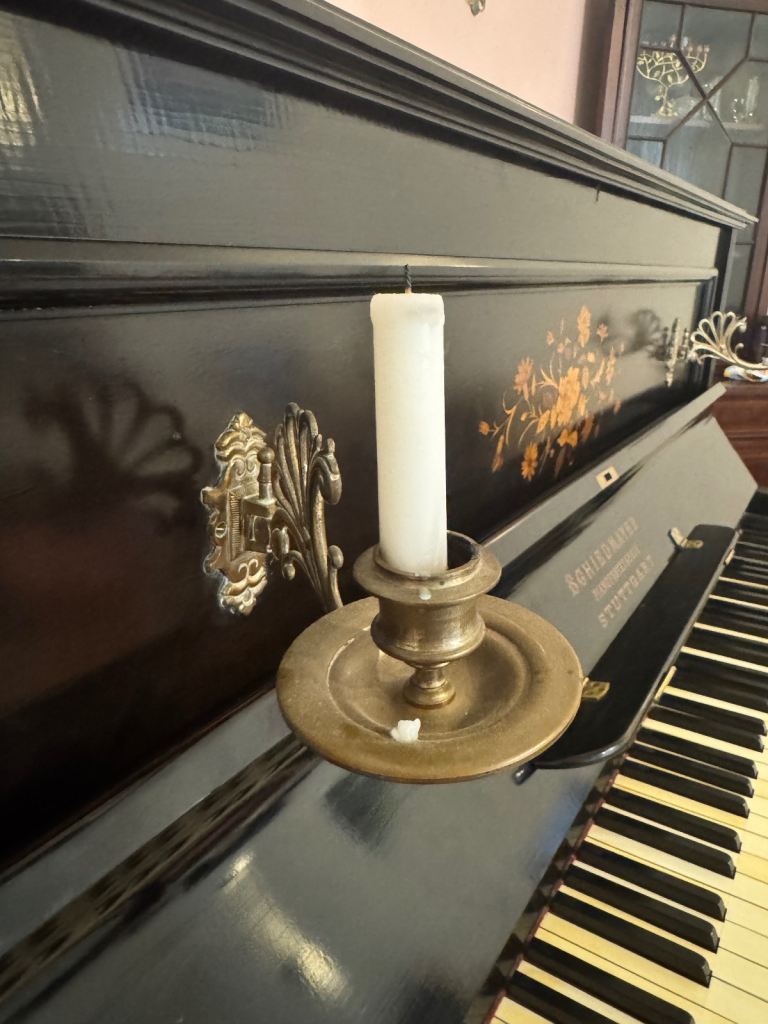 Vintage Schiedmayer Upright Piano – Decorative Candle Sconces