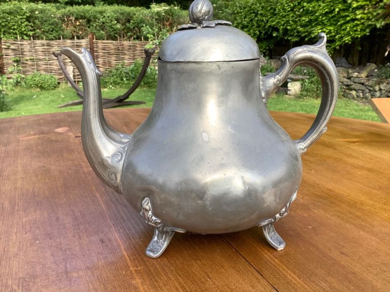  Vintage Hand-Engraved Moroccan Silver-Plated Teapot (Berrad)