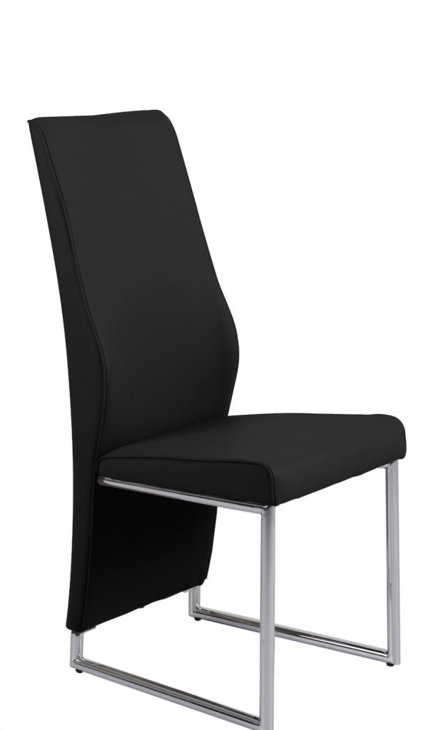 Crystal Set of 2 Chairs – Black PU with UK FR Foam + Chrome Legs