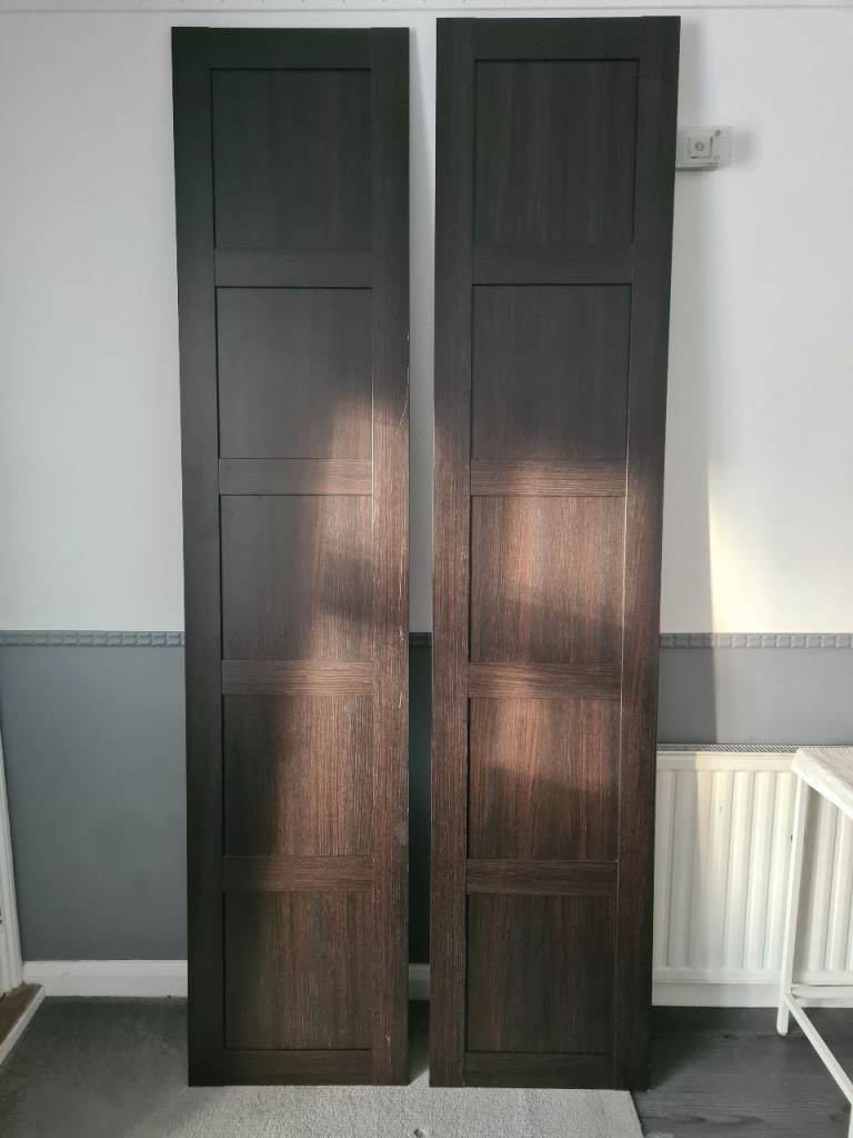 Two ikea pax Bergsbo doors in dark brown 